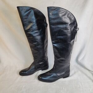 Coach Cheyenne Tall Black Leather Riding Boots 7B Classic Equestrian Moto Biker
